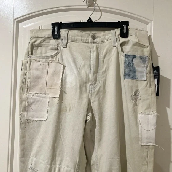 HUDSON Thalia High Rise dye patchwork stretch Straight leg 90 Loose Fit Jeans 30